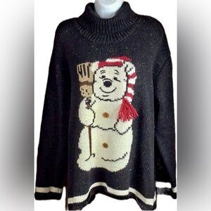 Disney XL 1X Sweater Winnie The Pooh Turtleneck Top Confetti Blouse Warm Shirt